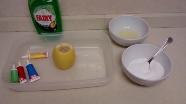 Ingredientes experimento limón